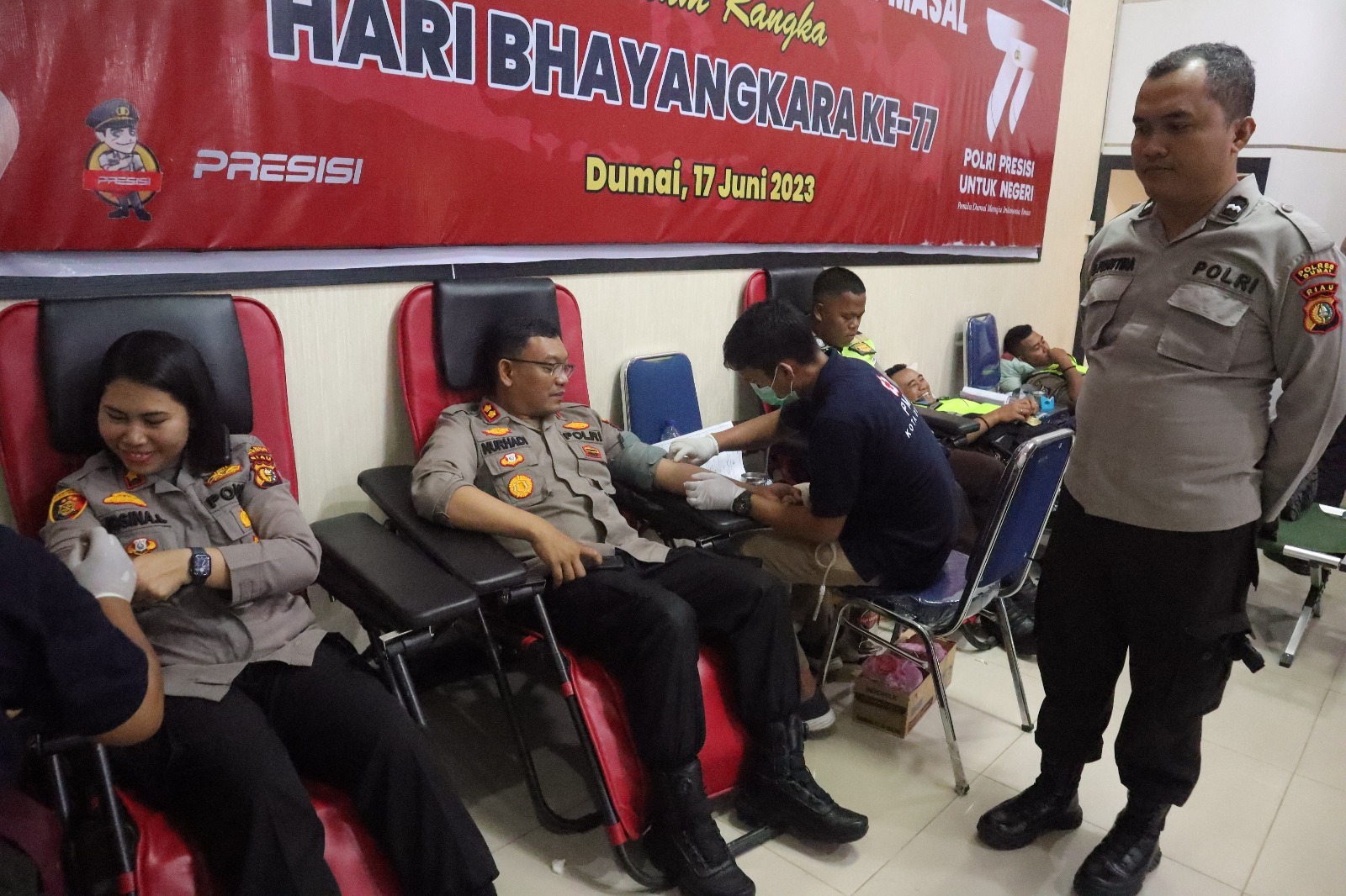 Polres Dumai Gelar Donor Darah Dalam Rangka Hari Bhayangkara Ke-77